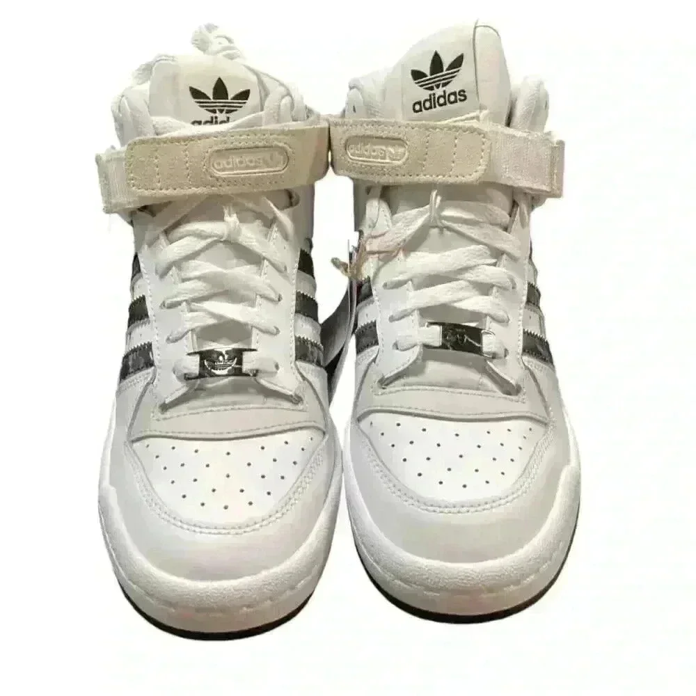 Adidas Basketball Shoe Women 11 White Black Marble Forum Mid Lace Up Sneaker NEW